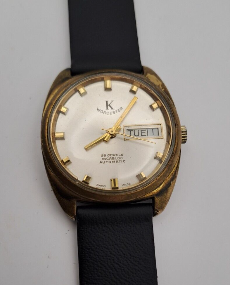 Rare Vintage K Worcester 25 Jewels Automatic Wristwatch Working Swiss Made