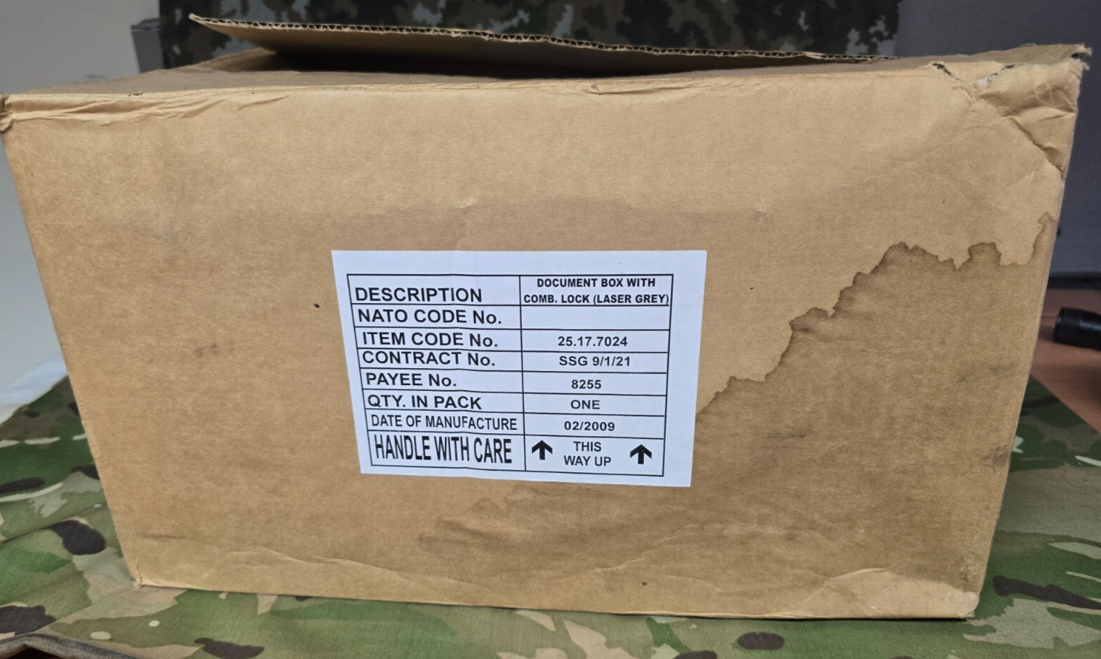 2008 Chubb Manifoil MKIV Safe EX MOD Issue Document Safe Combination Lock Box