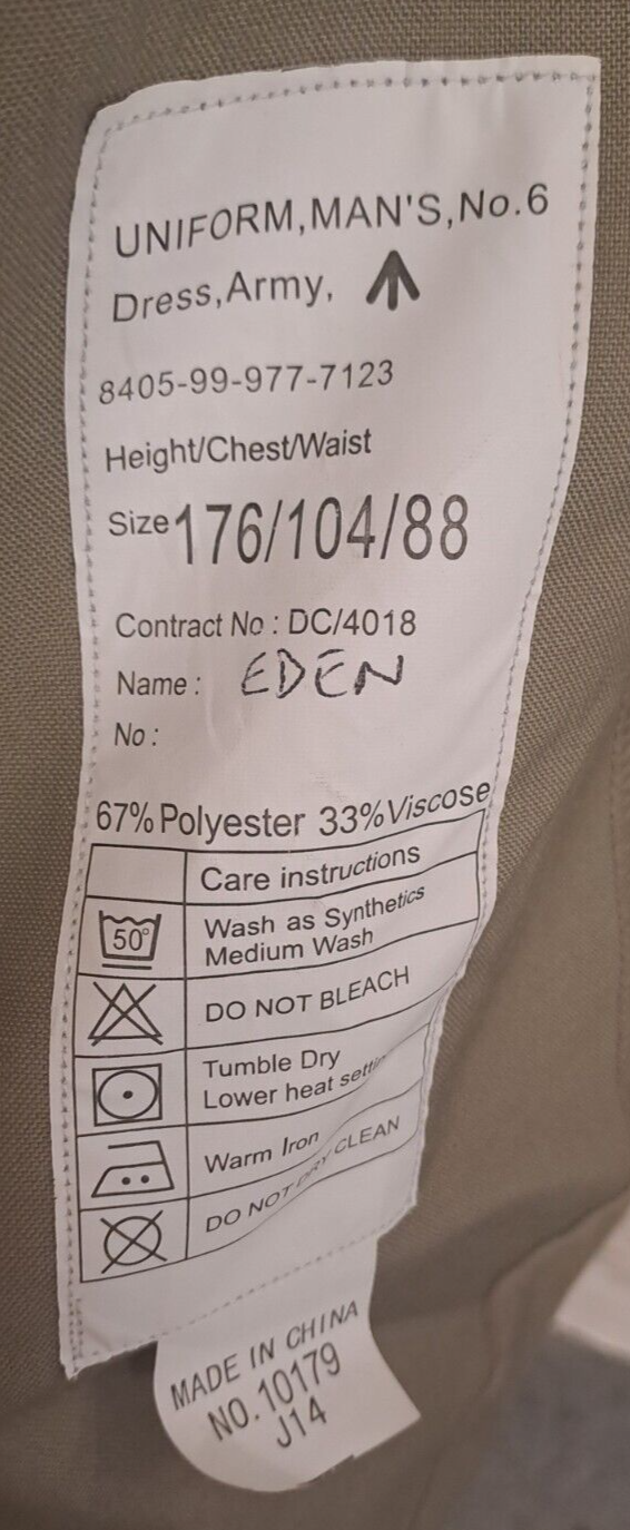 Genuine British Army Military Surplus No6 Dress Uniform Tunic & Belt - 176/104